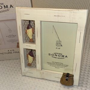 NEW! Sonoma Home Goods FISHING 4X6 Wooden Picture Frame Cabin Rustic Farmhouse